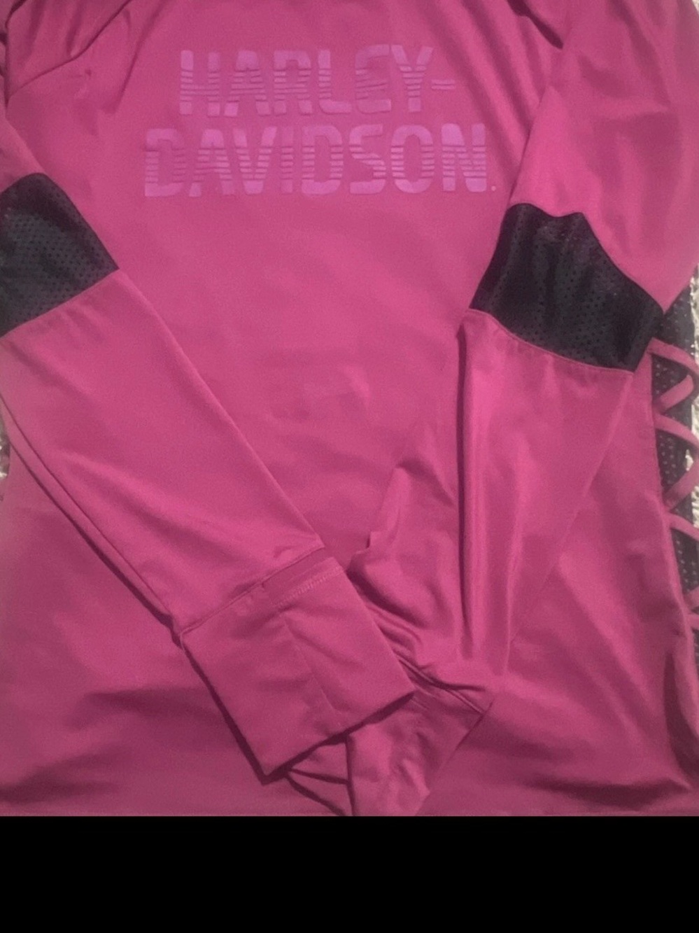 Harley-Davidson Women's Magenta Long Sleeve Top with Black Accents